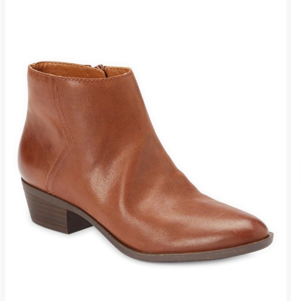 Lucky Brand Badhie Leather Ankle Cognac Boot Size 9
